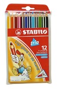 Potloden - kleurpotloden - Stabilo Trio Thick - driehoekig - dik - etui - set van 12 assorti