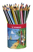 Potloden - kleurpotloden - Stabilo Trio Thick - driehoekig - dik - koker - set van 38 assorti