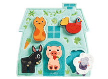 Puzzel - reliëfpuzzel - Djeco - Mouki - boerderij - per stuk