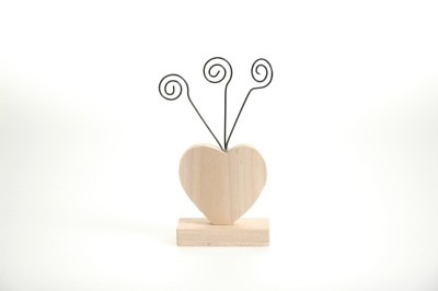 Hout - Hart Met 3 Foto-klemmen P/st