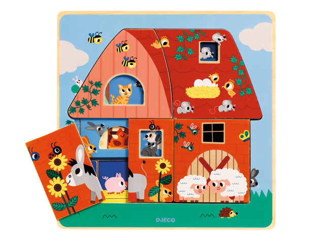 Puzzel - Lagenpuzzel - Djeco - Chez Moo - Boerderij - Per Stuk