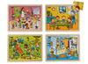 Puzzel - themapuzzel - leefwereld - 9 stukjes per puzzel - hout - set van 4 assorti