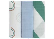 Verzorging - Lassig - tetradoeken - Happy Rascals sky blue - set van 3
