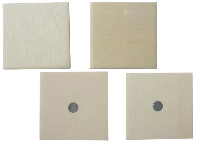 Hout - Vormen - Magnetisch - 5 Cm - Vierkant - Set/4