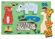 Puzzel - inlegpuzzel - Djeco - Coucou Tigre - wilde dieren - per stuk