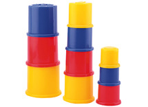 Eerste speelgoed - stapelen - stapeltoren - 9 potjes