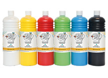 Verf - plakkaatverf - Creaplay - 6 x 1 l - basiskleuren - set van 6 assorti