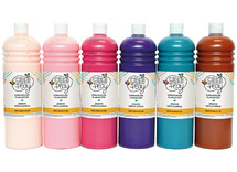 Verf - plakkaatverf - Creaplay - 6 x 1 l - speciale kleuren - set van 6 assorti