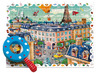 Puzzel - detectieve puzzel - Ludattica - de stad - 50 x 70 cm - met vergrootglas - per set