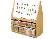 Omschrijving: Dubbelzijdige
boekenpresentatie- en magneetbordkast.
Met opbergruimte langs 2 kanten.
Afmeting: 90b x 100hx 45d cm.
Samenstelling: 3 hoge en 3 lage Kisten
niet inbegrepen. (zie hieronder)