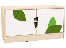 Naturo - S kast met 1 legplank, witte deuren met applicatie en uitgesneden handvat, met plint