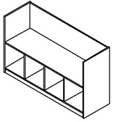 Kast, Cube, 4Vak Zitbank, Leuning