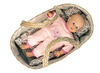 Poppen - accessoires - By Astrup - rieten mozes wiegje - per stuk