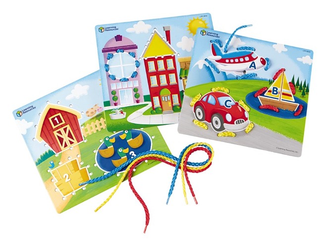 Rijgborden - Learning Resources Learning Laces Skill Boards - Set Van 3