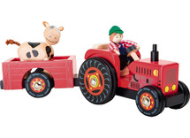 Boerderij - traktor met kar boer en koe