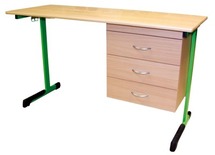 LEERKRACHTENDESK, ENKELE METALEN POTEN   LUXE