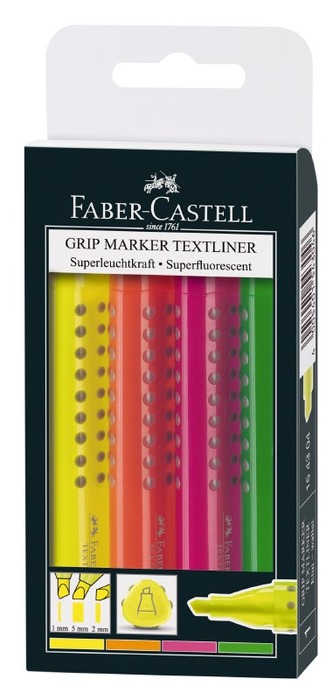 Stift - Memo - Tekstmarker - Driekantig - Faber Castell - Ass/4