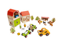 Poppenhuis - boerderij - Beleduc - hout - per set