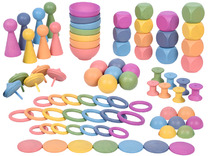 Loose Parts - Regenboog Reeks - Houten Super Set 84St