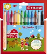 Stiften - kleurstiften - Stabilo Trio Jumbo - driekantig - set van 12 assorti