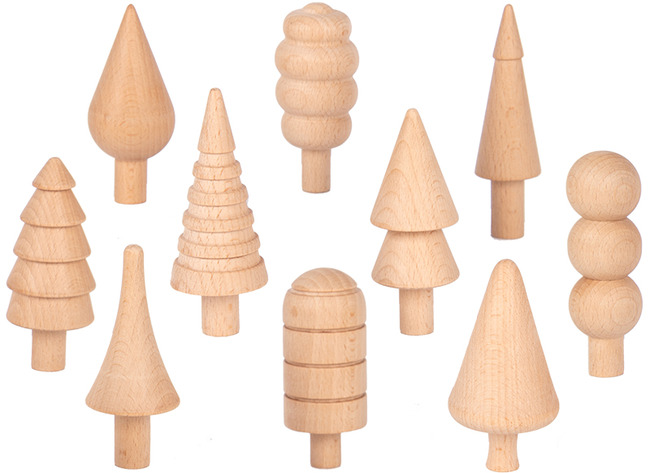 Speelgoed Boomhut - Tickit - Houten Bomen - Set Van 10