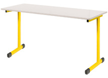 Leerlingentafel - Tau - Dubbel - Niet Verstelbaar - Zonder Boekenvak - 58 cm - onderstel ral 1018 (geel) - blad beuk - per stuk