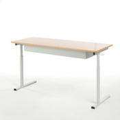 Leerlingentafel - Tau - Dubbel - Niet Verstelbaar - Zonder Boekenvak - 70 cm - onderstel ral 7037 (donkergrijs) - blad beuk - per stuk