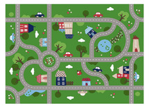 Speeltapijt - xxl -  in de stad - groen - 150 x 200 cm.