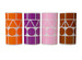 Bruin, roze, paars, oranje