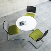 Tafel - Ogi A - Rond - 80 cm x 80 cm x 76 cm - onderstel grijs - blad donkere eik - per stuk