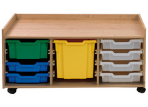 Speelmeubel - speeltafel op wieltjes met opbergruimte - kruiphoogte 77 x 104 x 46 cm - beuk - speelhoek