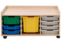 Speelmeubel - speeltafel op wieltjes met opbergruimte - kruiphoogte 77 x 104 x 46 cm - esdoorn - speelhoek