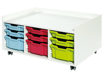 Speelmeubel - speeltafel op wieltjes met opbergruimte - kruiphoogte 77 x 104 x 46 cm - wit - speelhoek