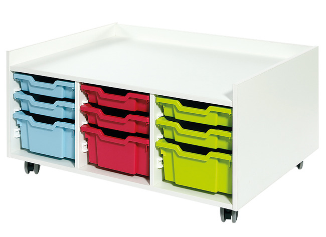 Speelmeubel - Speeltafel Op Wieltjes Met Opbergruimte - Kruiphoogte 77 X 104 X 46 Cm - Wit - Speelhoek