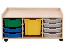 Speelmeubel - speeltafel op wieltjes met opbergruimte - kruiphoogte 77 x 104 x 46 cm - beuk - speelhoek