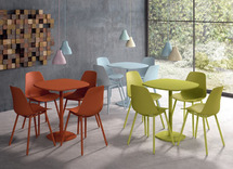 Tafel - Centrale Voet - Unikleur - 50 cm x 50 cm x 110 cm - onderstel blauw - blad blauw - per stuk