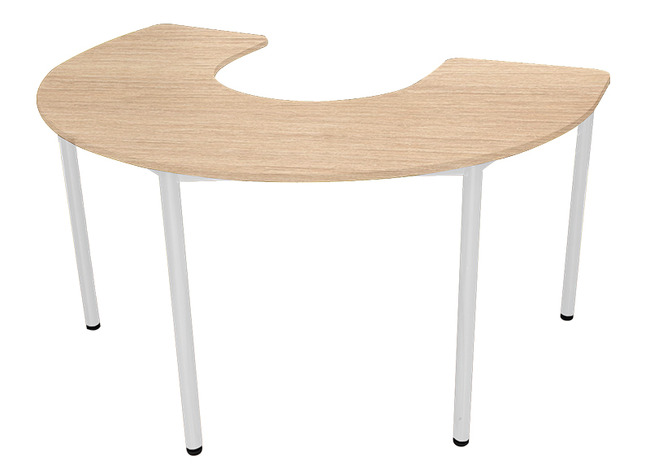 Tafel - Instructietafel - Hoefijzer - Metalen Poten - 76 Cm - Onderstel Ral 1033 (donkergeel) - Blad Beuk - Per Stuk