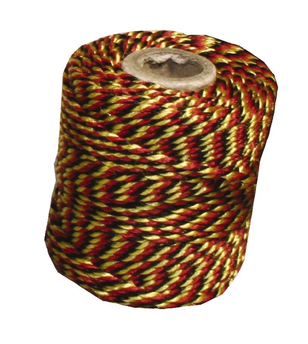 Touw - Katoen - 1,5 Mm X 35 M - Macramé - 3-kleurig - Zwart-geel-rood - Per Stuk