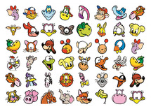 Beloningsstickers - fantasie - dieren - vrolijke dierenkopjes
