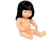 Poppen - babypop - Miniland Baby Doll - met haar - 38 cm - meisje - aziatisch - syndroom van Down - per stuk