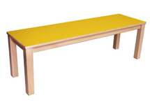 Zitbank - Houten Poten - Gekleurd Blad - zithoogte 34 cm - blad turkoois - per stuk