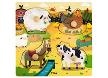Puzzel - hout - knoppenpuzzel - boerderijdieren
