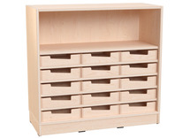 Naturo - M kast met 15 kleine kisten, open, met plint