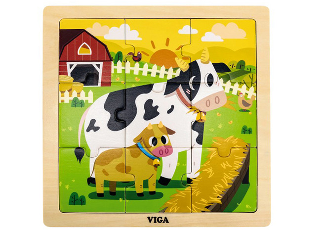 Puzzel - Hout - 9-delig - Koe