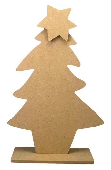 Hout - Kerstboom Met Ster - Per Stuk