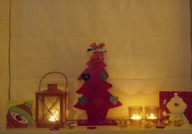 Hout - kerstboom met ster -p/st