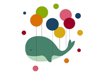 Muurstickers - Walvis Met Ballonnen