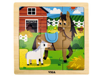 PUZZEL - HOUT - 9-DELIG - PAARD