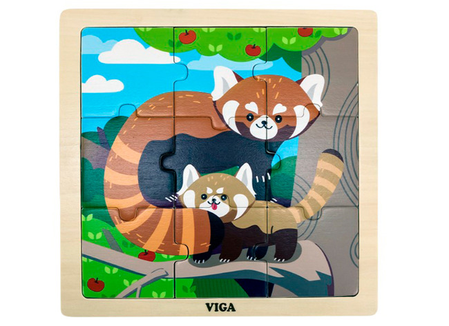 Puzzel - Hout - 9-delig - Rode Panda
