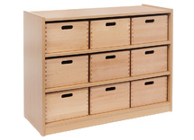 Kast - Basic - Met 2 Planken En 9 Kisten - beuk - kist appelgroen - per stuk